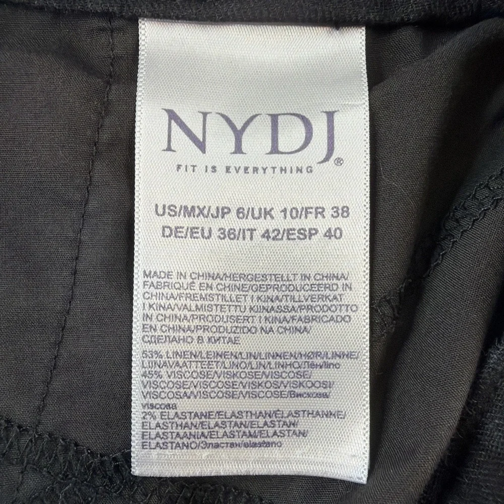 NYDJ Women's Shorts Size 6 Black Linen Blend Stretch Bermuda Walking